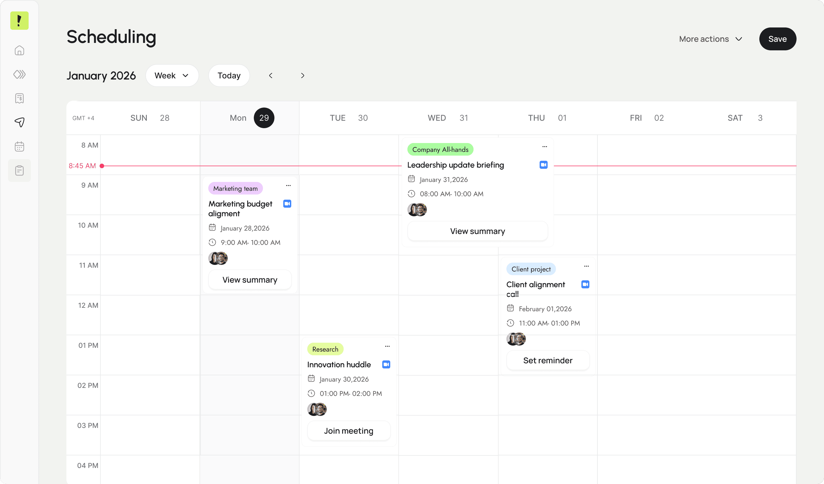 Sunbeam Scheduling dashboard