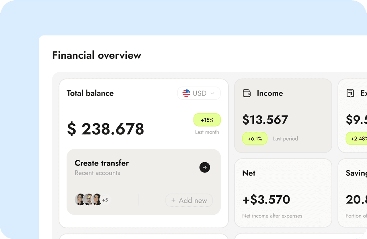 Financial overview interface