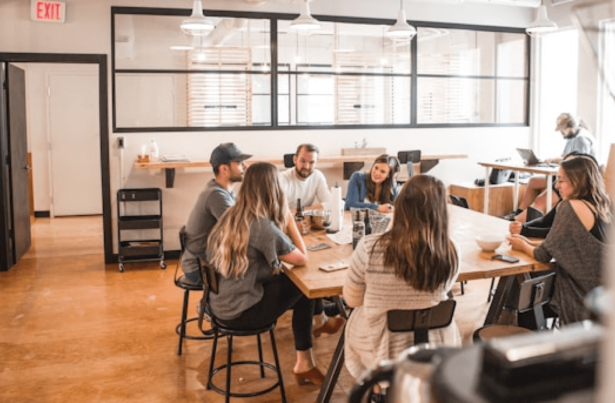 The Sunbeam team at a desk in the office