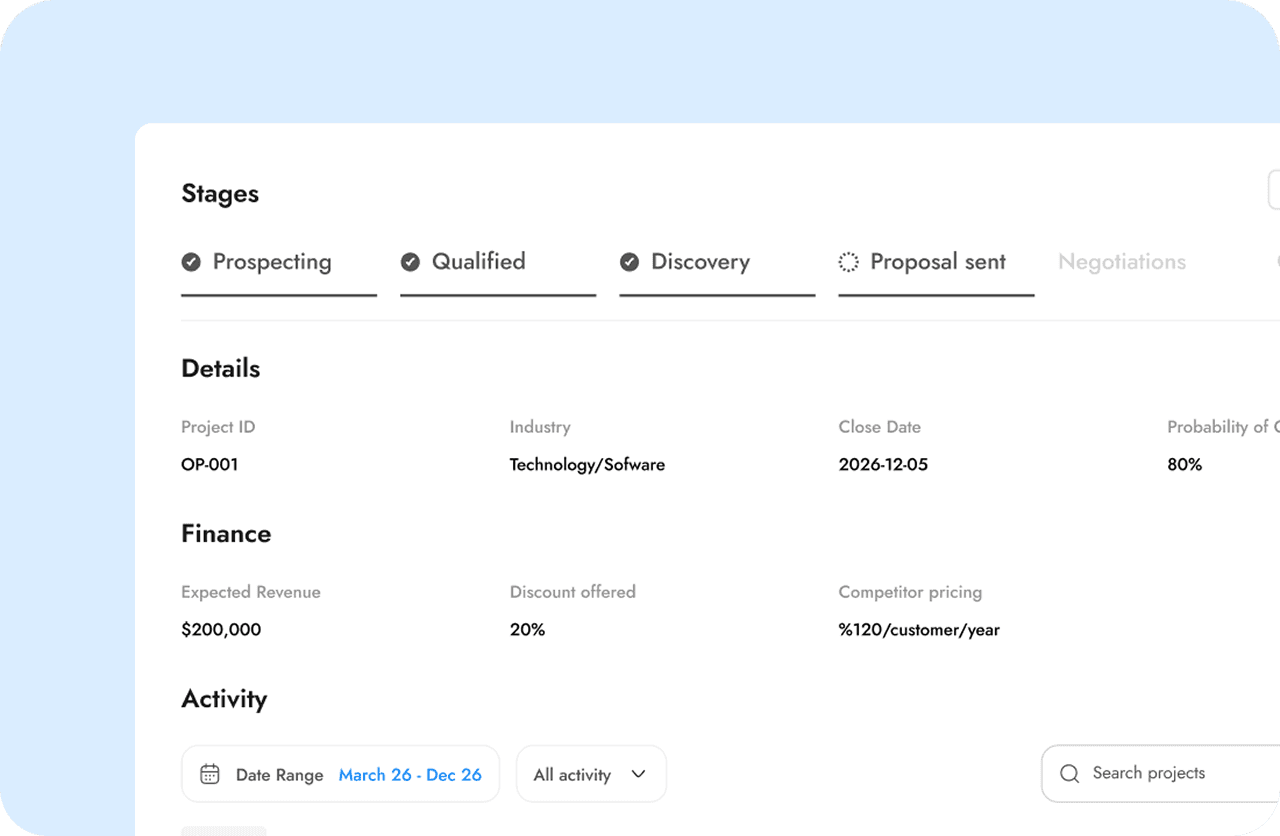 Send & track interface