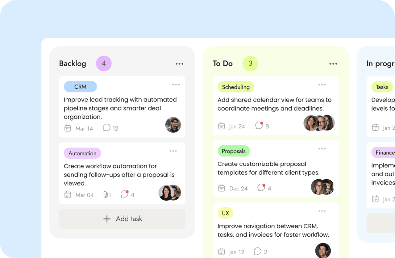 Plan with clarity interface