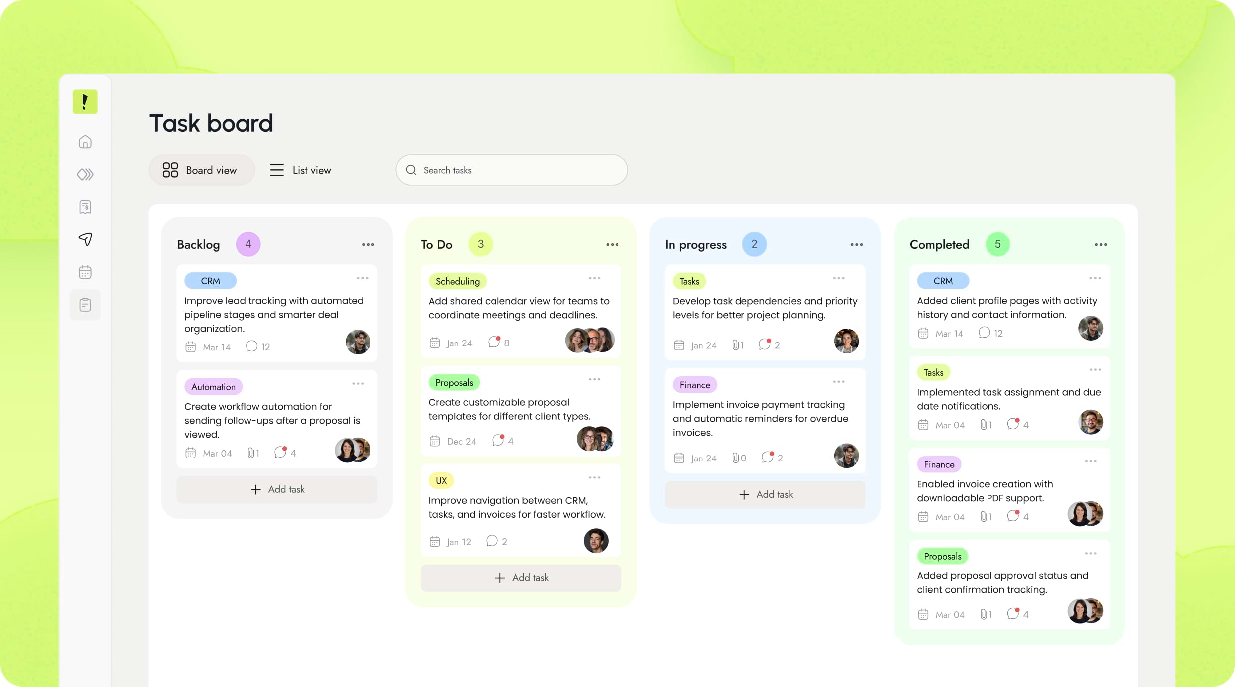 Sunbeam Tasks interface